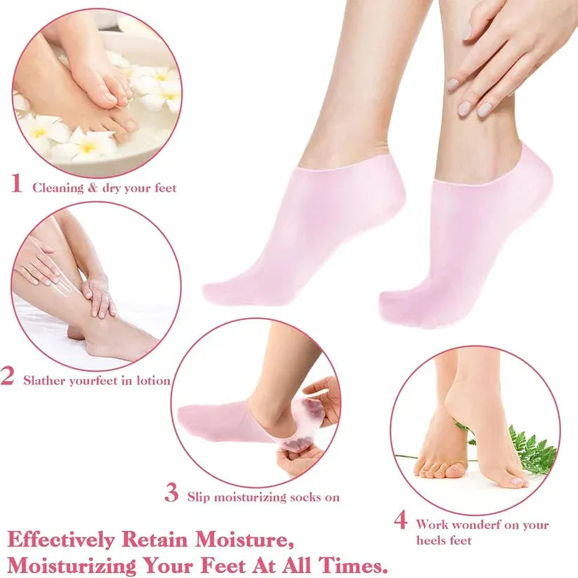 Silicone Gel Moisturizing Sock Prevent Foot Heel Crack Shoes